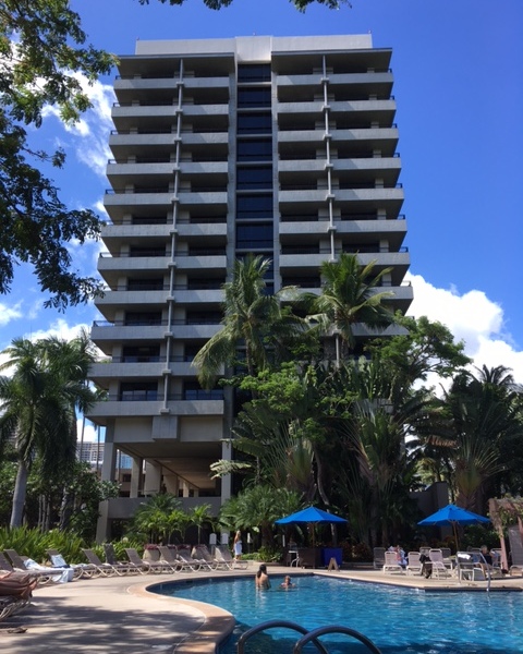 Our hotel tower, one of two at the Hale Koa. Our room was on the top floor, second from the left.